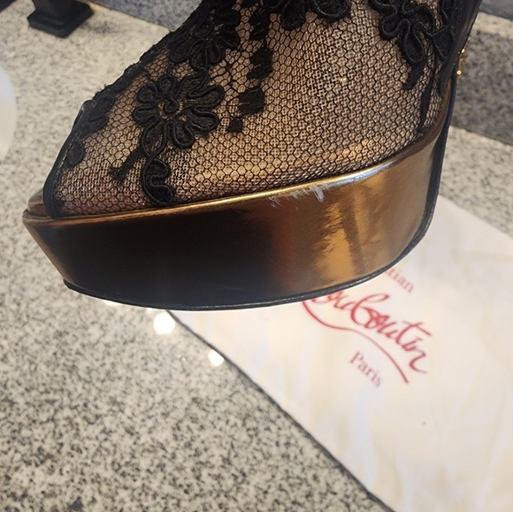 Christian Louboutin Strass Heel Booties Mesh Lace 39 - Picture 14 of 16